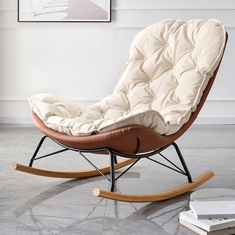 Suede Rocking Chair Contemporary Rocker Chair with Removable Cushions
