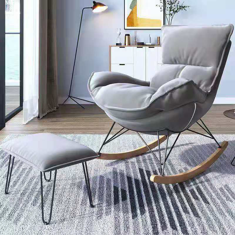 Contemporary Rocking Chair Solid Wood Rocker Chair with Removable Cushions