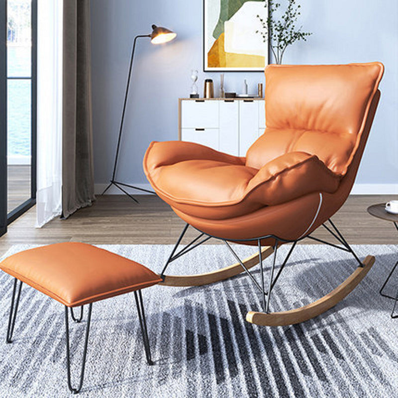 Contemporary Rocking Chair Solid Wood Rocker Chair with Removable Cushions