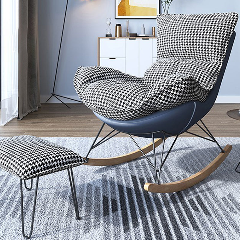 Glam Wingback Rocker with Padded Seat Fabric and Metal Rocker Chair 26.8" x 37.4" x 32.3"