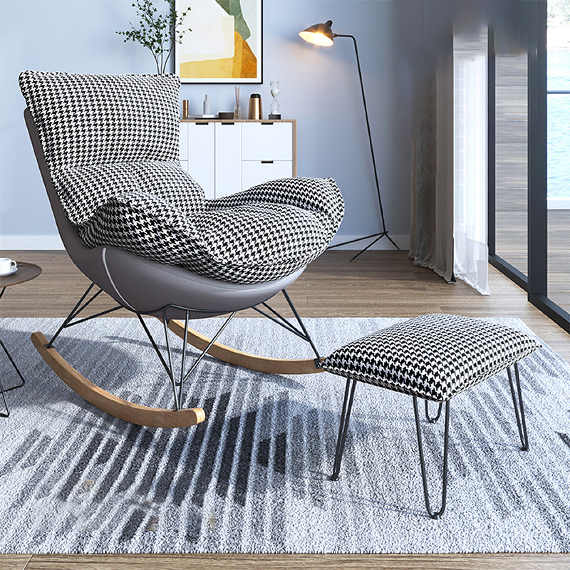 Glam Wingback Rocker with Padded Seat Fabric and Metal Rocker Chair 26.8" x 37.4" x 32.3"