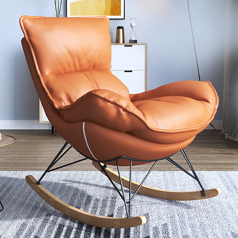 Glam Wingback Rocker with Padded Seat Fabric and Metal Rocker Chair 26.8" x 37.4" x 32.3"