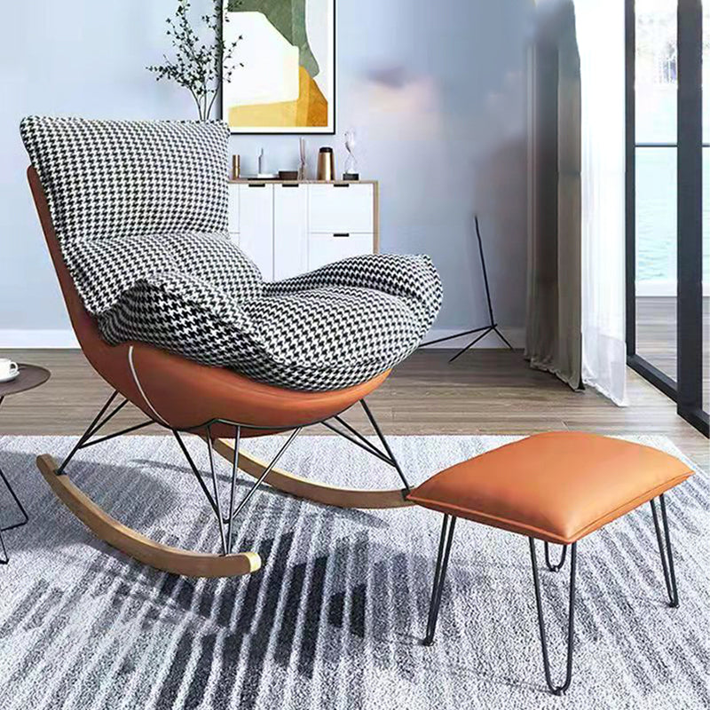 Glam Wingback Rocker with Padded Seat Fabric and Metal Rocker Chair 26.8" x 37.4" x 32.3"