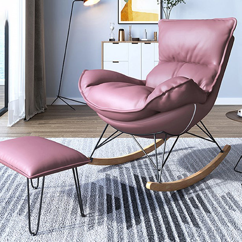 Glam Wingback Rocker with Padded Seat Fabric and Metal Rocker Chair 26.8" x 37.4" x 32.3"