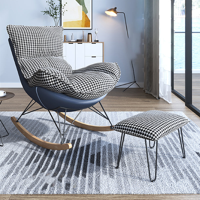 Glam Wingback Rocker with Padded Seat Fabric and Metal Rocker Chair 26.8" x 37.4" x 32.3"