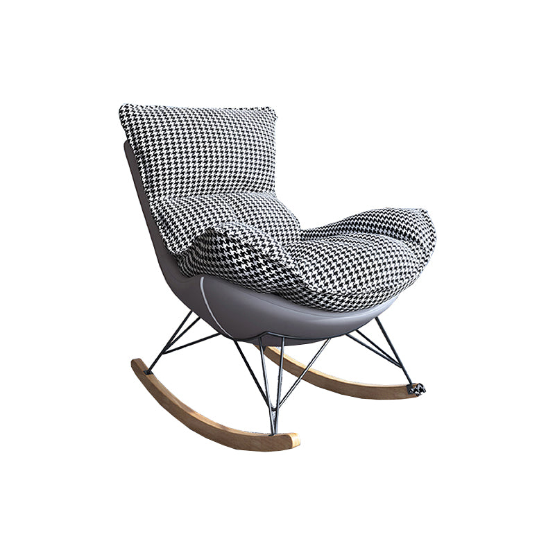 Glam Wingback Rocker with Padded Seat Fabric and Metal Rocker Chair 26.8" x 37.4" x 32.3"