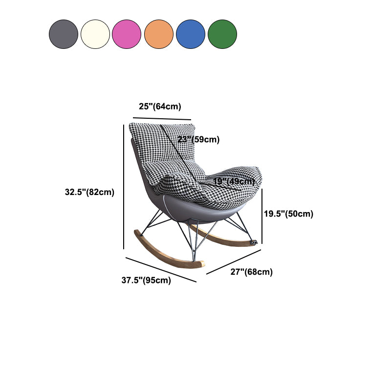Glam Wingback Rocker with Padded Seat Fabric and Metal Rocker Chair 26.8" x 37.4" x 32.3"