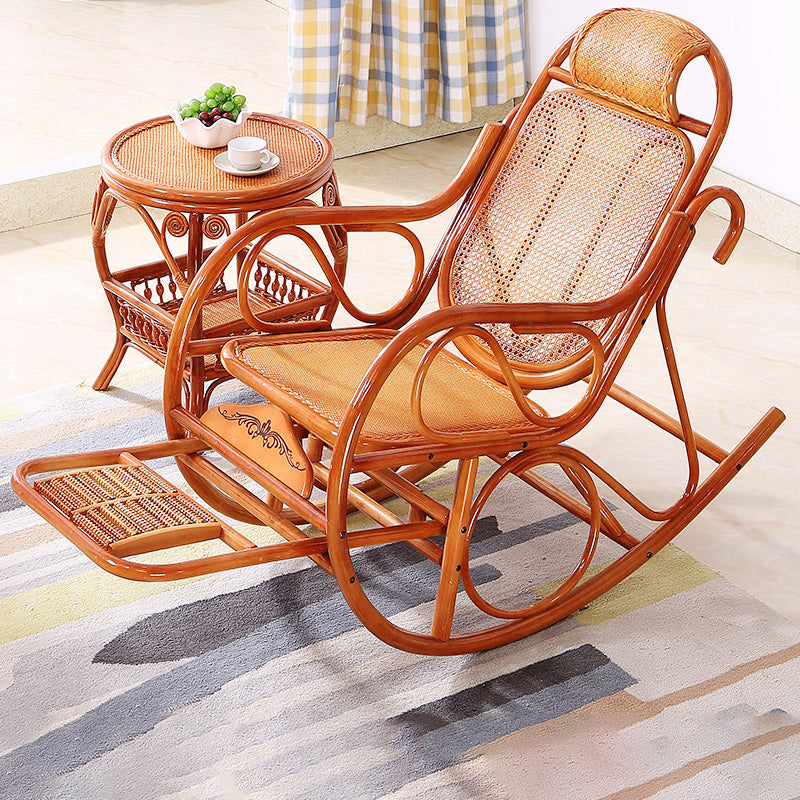 22.8" x 45.3" x 37.4" Rocking Chair Brown Rattan Rocker Chair for Living Room
