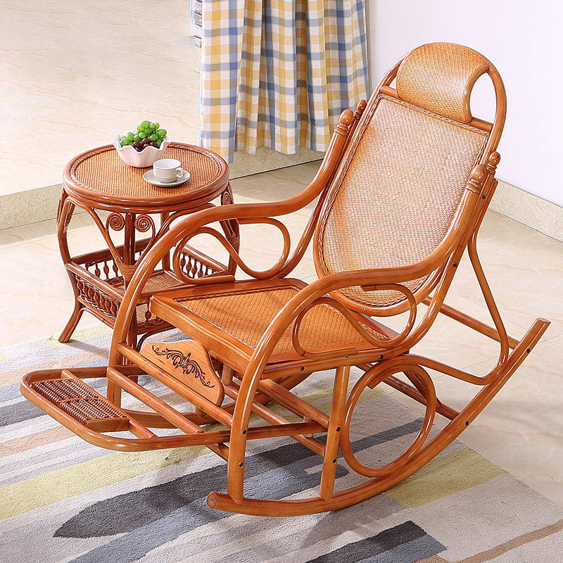 22.8" x 45.3" x 37.4" Rocking Chair Brown Rattan Rocker Chair for Living Room
