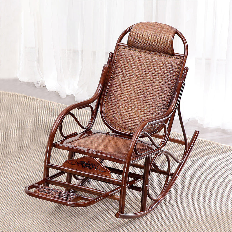 22.8" x 45.3" x 37.4" Rocking Chair Brown Rattan Rocker Chair for Living Room