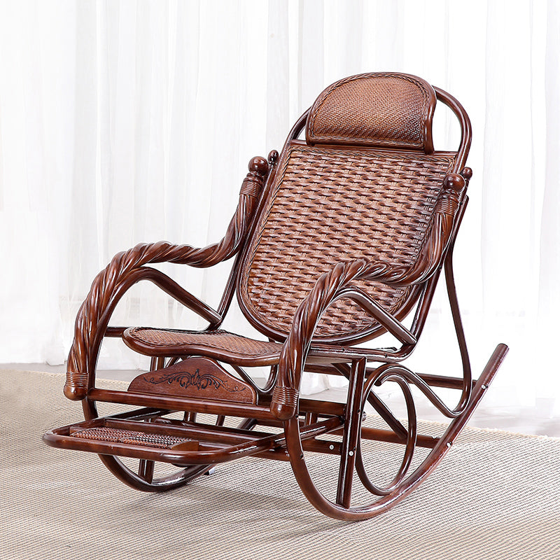 22.8" x 45.3" x 37.4" Rocking Chair Brown Rattan Rocker Chair for Living Room