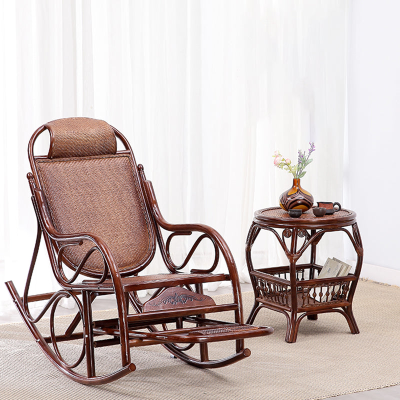 22.8" x 45.3" x 37.4" Rocking Chair Brown Rattan Rocker Chair for Living Room