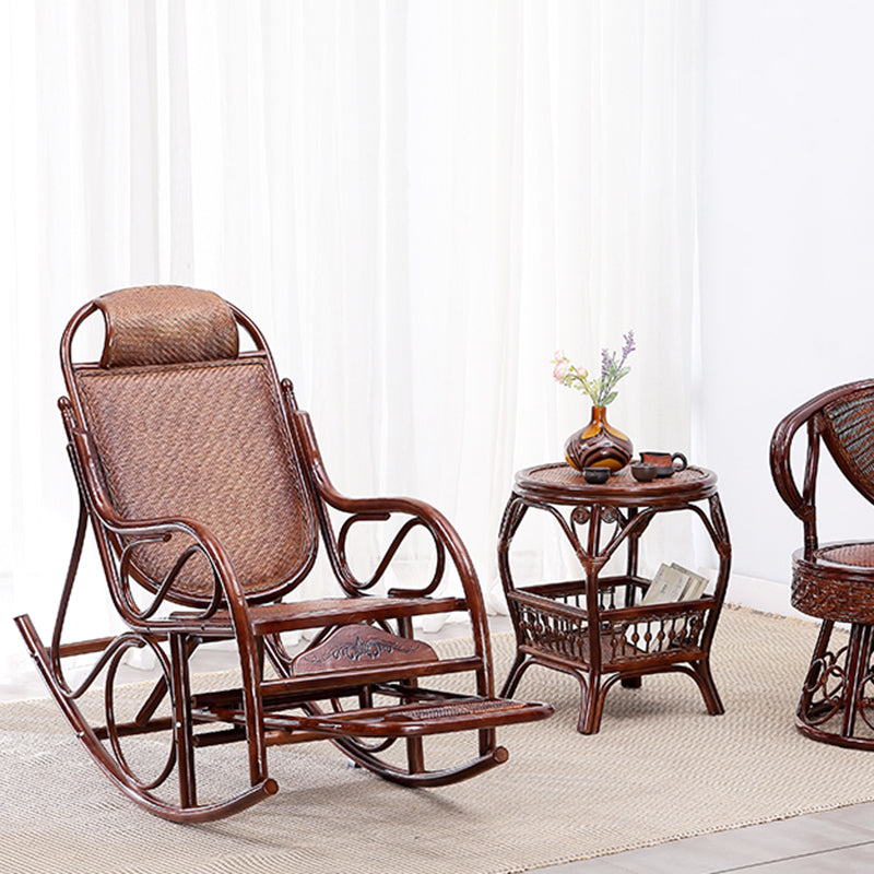 22.8" x 45.3" x 37.4" Rocking Chair Brown Rattan Rocker Chair for Living Room