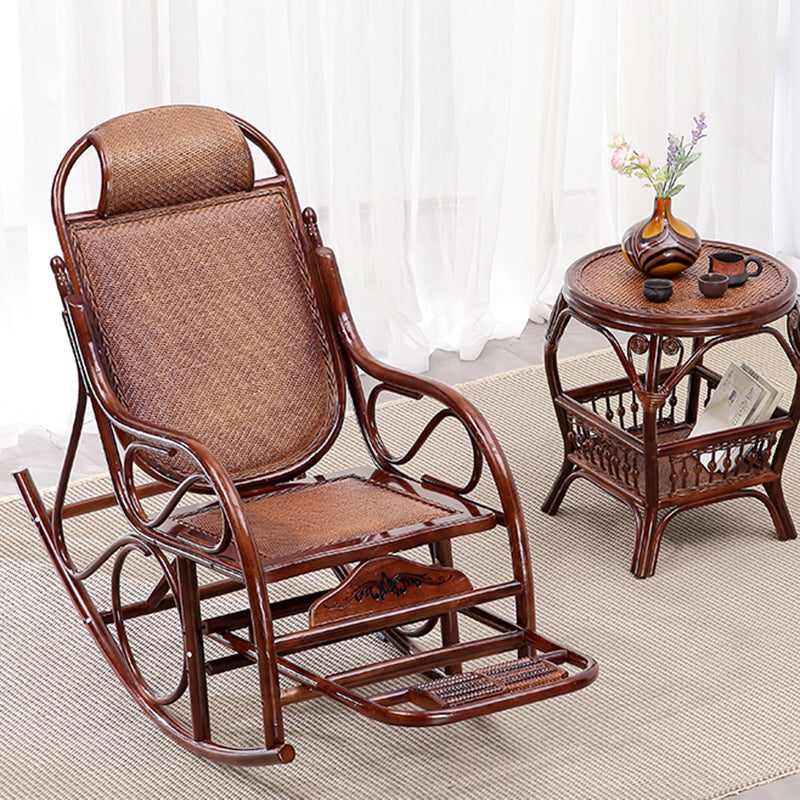 22.8" x 45.3" x 37.4" Rocking Chair Brown Rattan Rocker Chair for Living Room