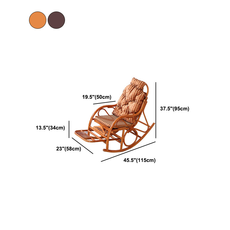 22.8" x 45.3" x 37.4" Rocking Chair Brown Rattan Rocker Chair for Living Room