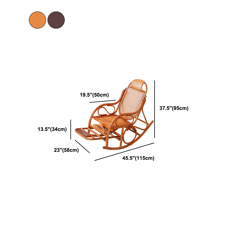 22.8" x 45.3" x 37.4" Rocking Chair Brown Rattan Rocker Chair for Living Room