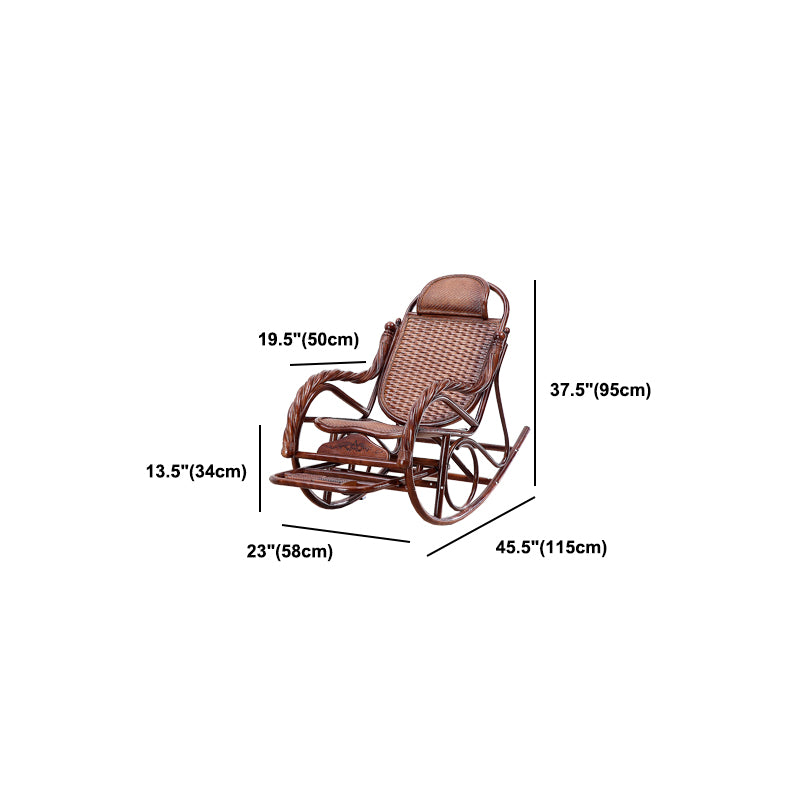 22.8" x 45.3" x 37.4" Rocking Chair Brown Rattan Rocker Chair for Living Room