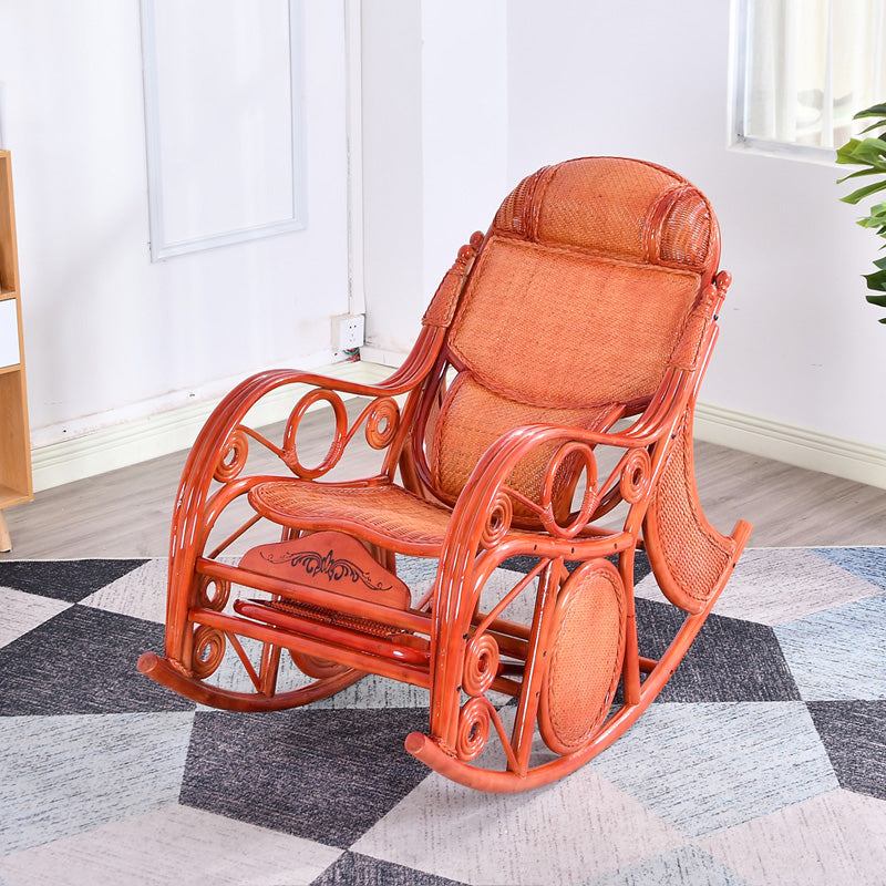 Espresso Rattan Rocking Chair Antique Reclining Rocker Chair 24.4" x 47.2" x 36.2"