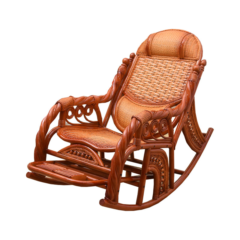 Espresso Rattan Rocking Chair Antique Reclining Rocker Chair 24.4" x 47.2" x 36.2"