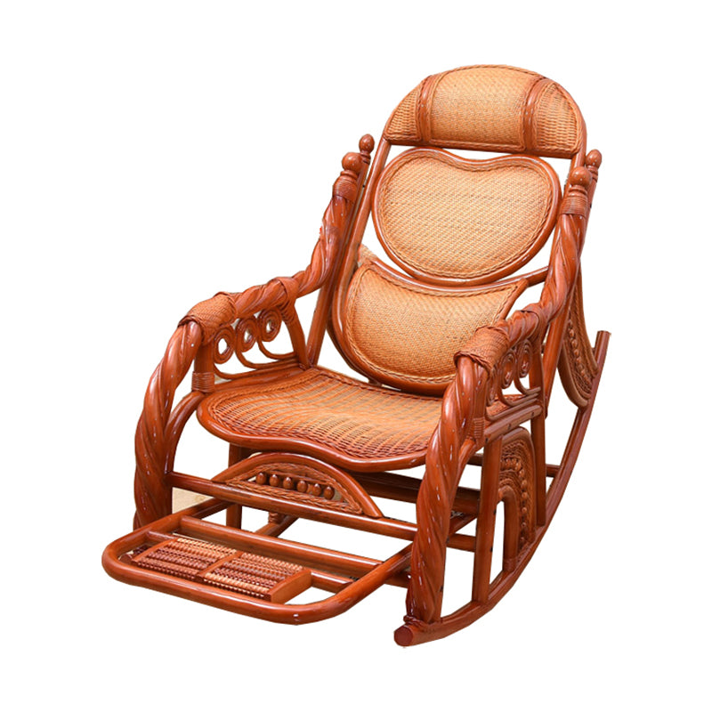 Espresso Rattan Rocking Chair Antique Reclining Rocker Chair 24.4" x 47.2" x 36.2"
