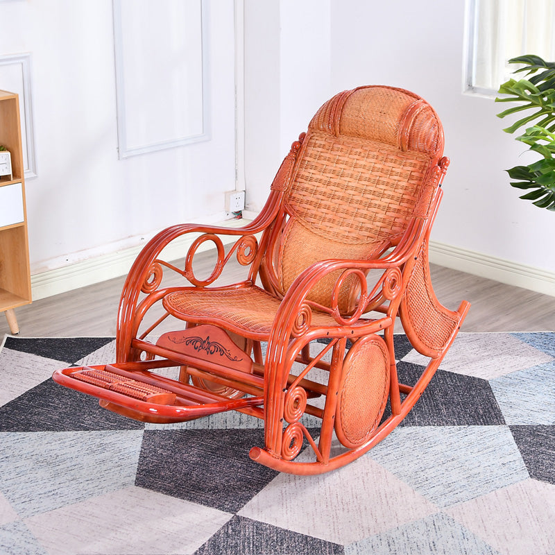 Espresso Rattan Rocking Chair Antique Reclining Rocker Chair 24.4" x 47.2" x 36.2"