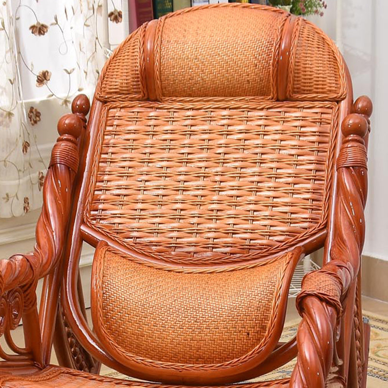Espresso Rattan Rocking Chair Antique Reclining Rocker Chair 24.4" x 47.2" x 36.2"