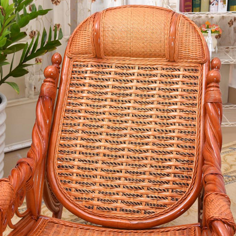 Espresso Rattan Rocking Chair Antique Reclining Rocker Chair 24.4" x 47.2" x 36.2"