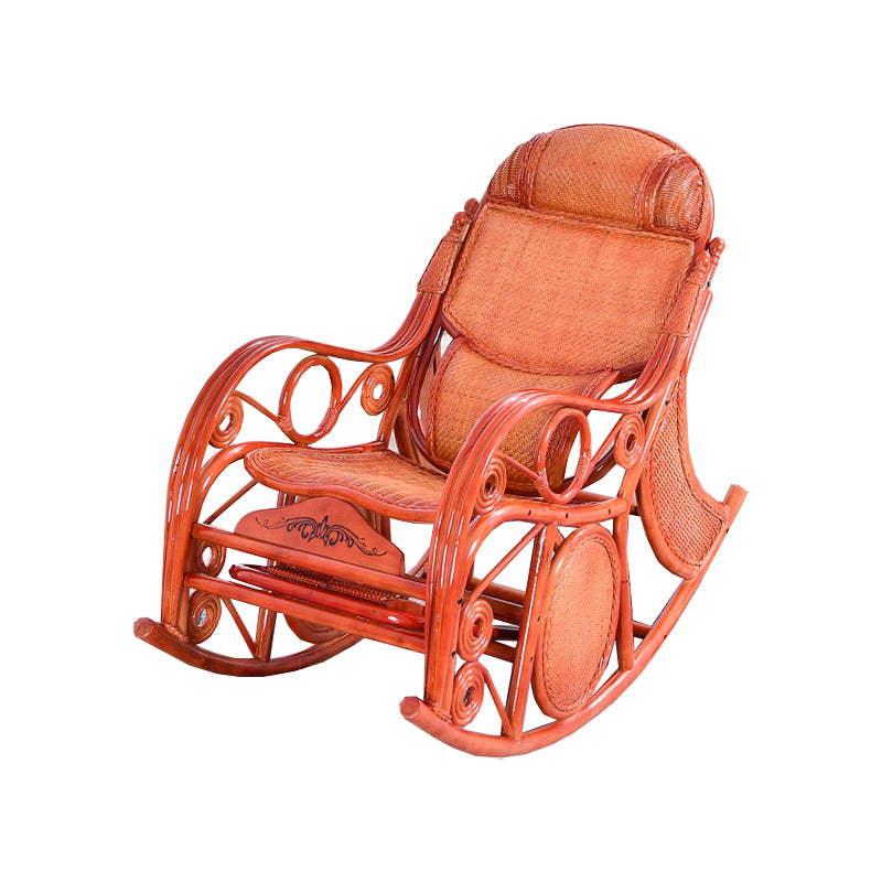 Espresso Rattan Rocking Chair Antique Reclining Rocker Chair 24.4" x 47.2" x 36.2"