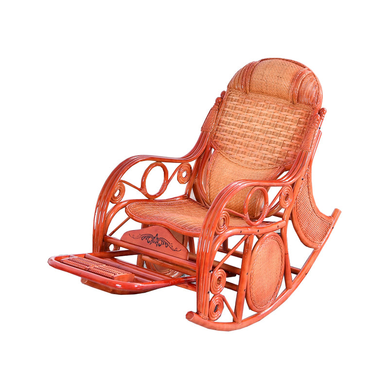 Espresso Rattan Rocking Chair Antique Reclining Rocker Chair 24.4" x 47.2" x 36.2"