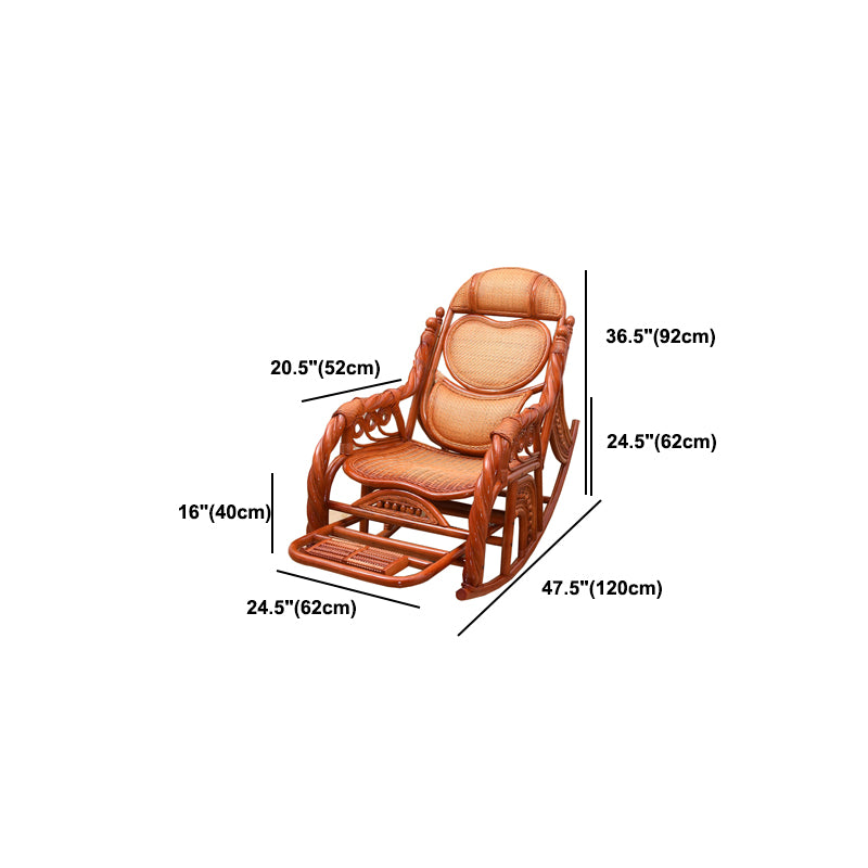 Espresso Rattan Rocking Chair Antique Reclining Rocker Chair 24.4" x 47.2" x 36.2"