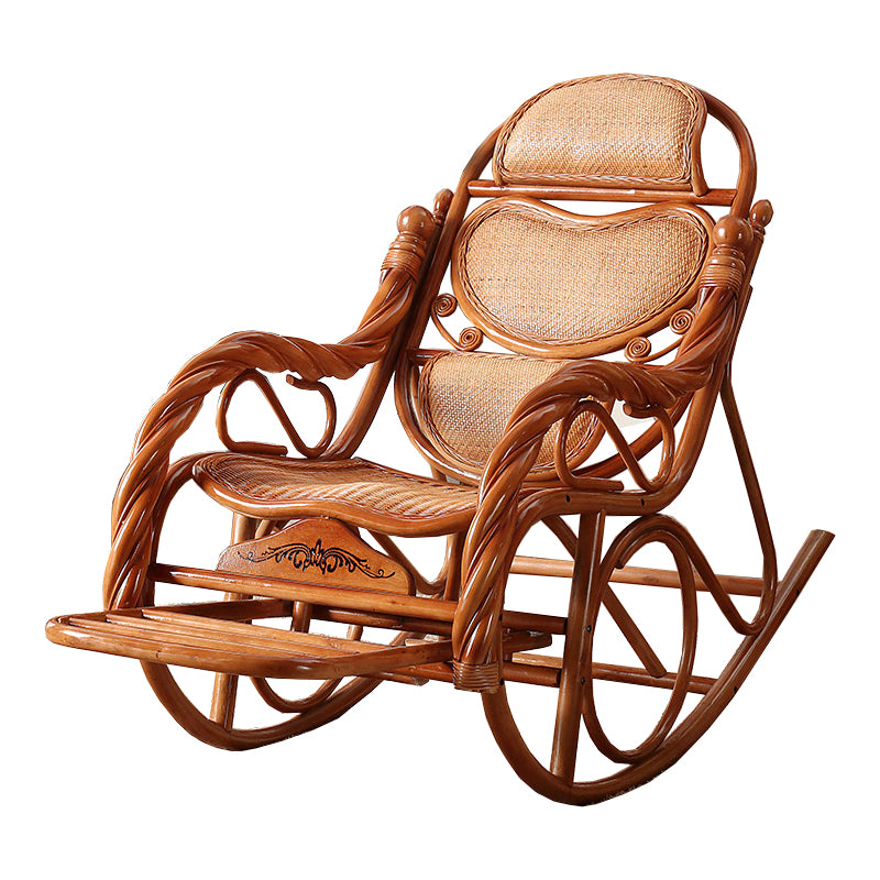 Traditional Spindle Rocking Accent Chair Tobacco Finish Rocker Chair Reclining