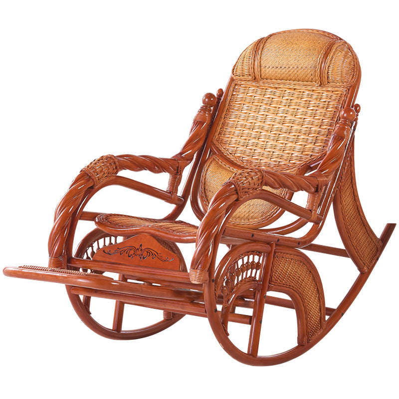 Traditional Spindle Rocking Accent Chair Tobacco Finish Rocker Chair Reclining