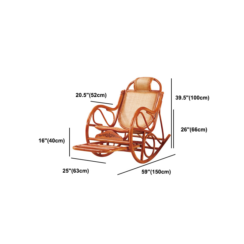 Traditional Spindle Rocking Accent Chair Tobacco Finish Rocker Chair Reclining