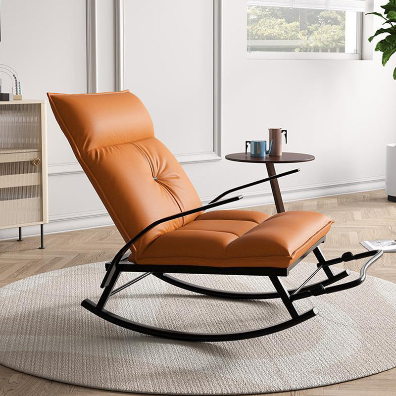 Glam Folding Rocking Chair Faux Leather Rocker for Living Room