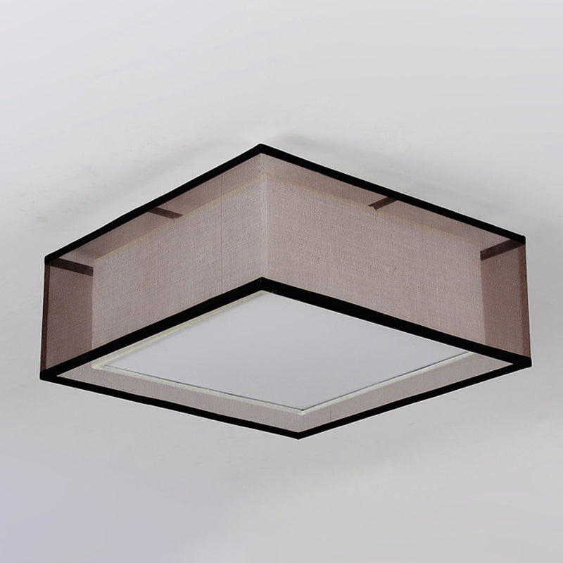 Modern Square Ceiling Lamp Multi Lights Ceiling Mount Light with Fabric Shade for Bedroom
