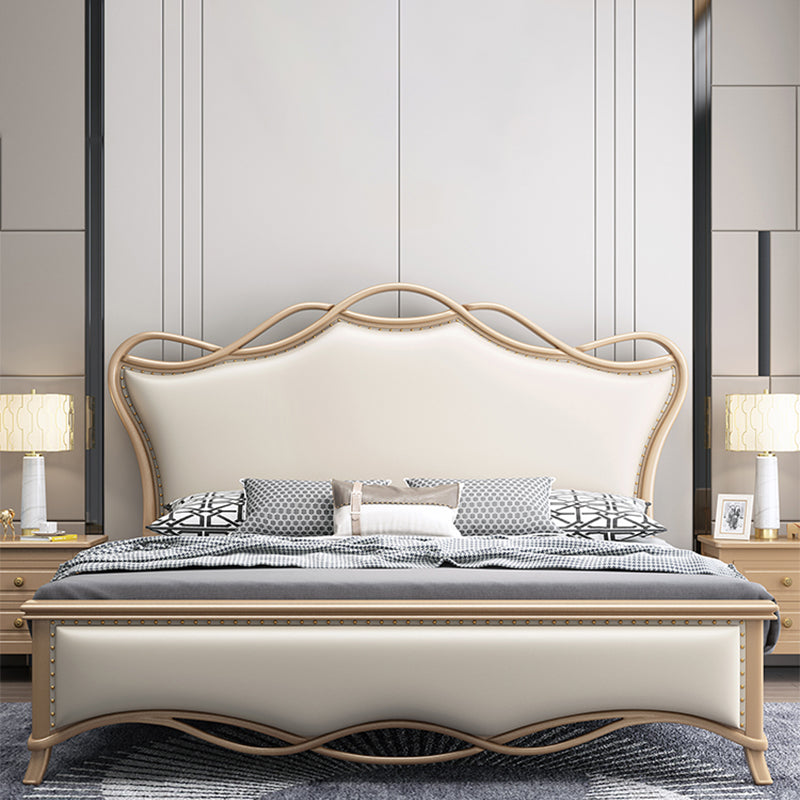 Glam Solid Wood Mattress Included with Headboard Camelback Panel Standard Bed