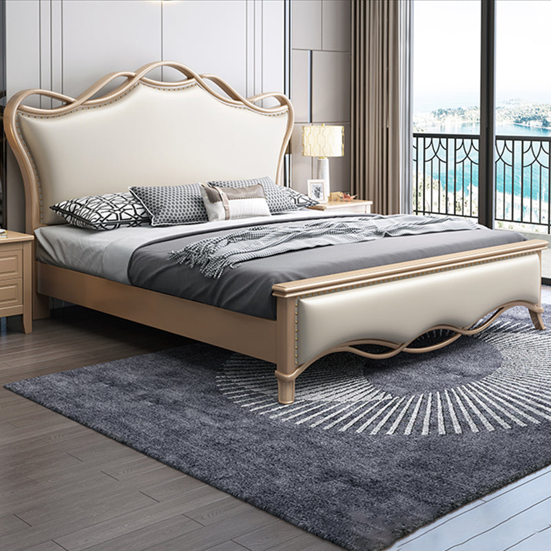 Glam Solid Wood Mattress Included with Headboard Camelback Panel Standard Bed