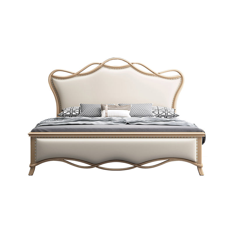 Glam Solid Wood Mattress Included with Headboard Camelback Panel Standard Bed