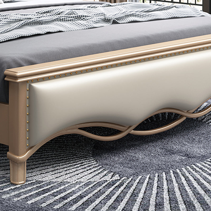 Glam Solid Wood Mattress Included with Headboard Camelback Panel Standard Bed