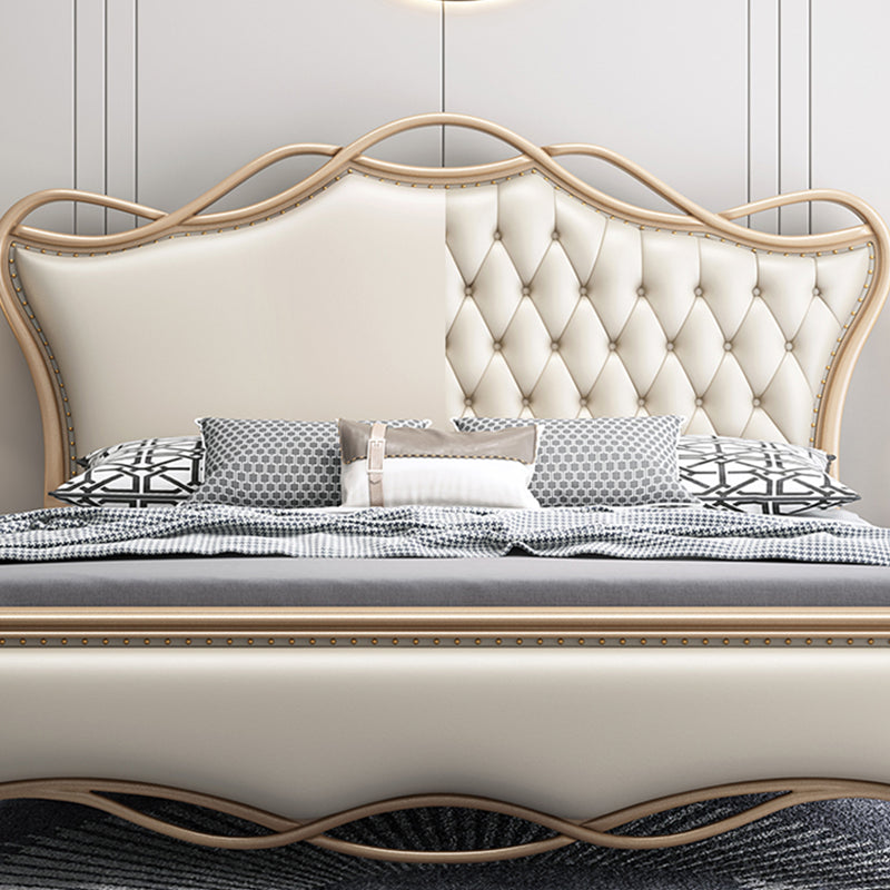Glam Solid Wood Mattress Included with Headboard Camelback Panel Standard Bed