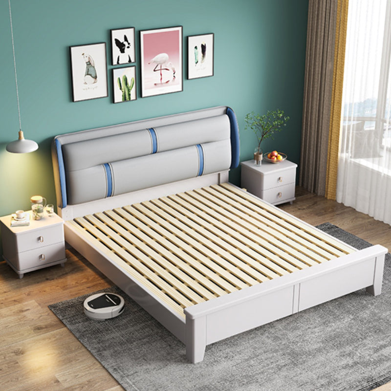 Contemporary Pine Wood Mattress Included with Headboard Rectangular Panel Standard Bed