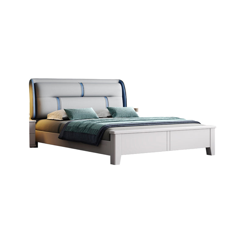 Contemporary Pine Wood Mattress Included with Headboard Rectangular Panel Standard Bed