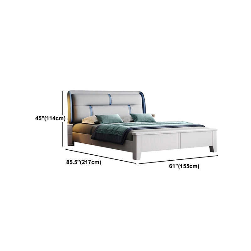 Contemporary Pine Wood Mattress Included with Headboard Rectangular Panel Standard Bed
