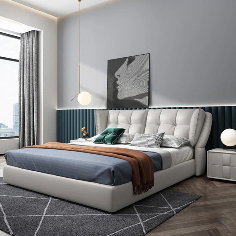 Contemporary Pine Wood Storage With Wings Lift Up Storage Wingback Bed