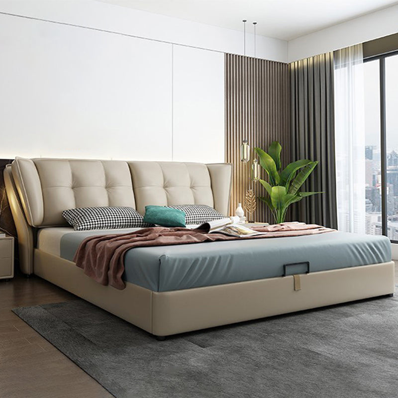 Contemporary Pine Wood Storage With Wings Lift Up Storage Wingback Bed