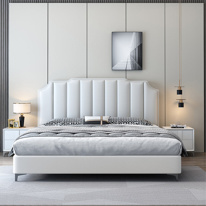 Glam Solid Wood Solid Color Mattress Included with Scooped Headboard Standard Bed
