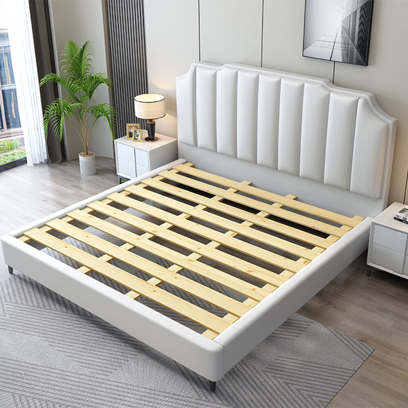 Glam Solid Wood Solid Color Mattress Included with Scooped Headboard Standard Bed