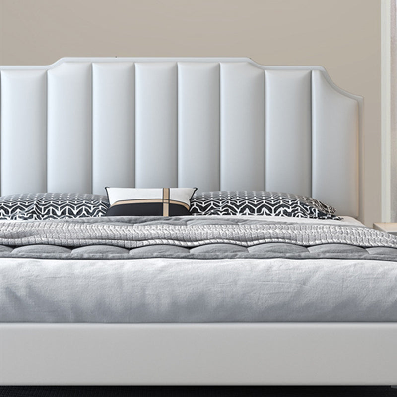 Glam Solid Wood Solid Color Mattress Included with Scooped Headboard Standard Bed