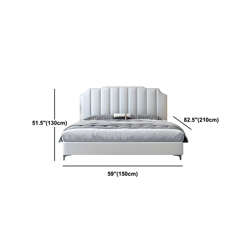 Glam Solid Wood Solid Color Mattress Included with Scooped Headboard Standard Bed