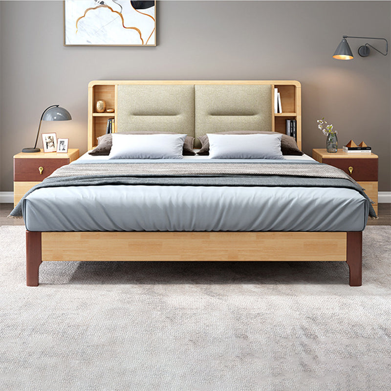 Scandinavian Solid Wood Storage with Rectangular Headboard Bed Frame